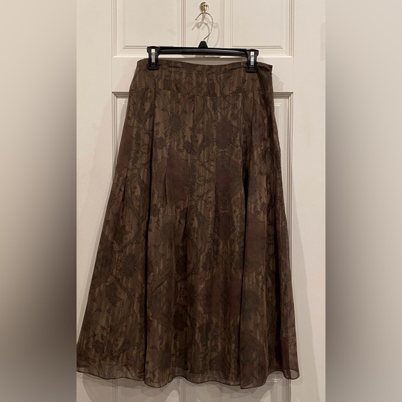 Peruvian Collection dark brown and olive silk skirt - Picture 2 of 10